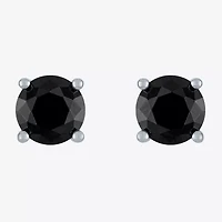 2 CT. T.W. Natural Black Diamond 10K White Gold 6.5mm Round Stud Earrings