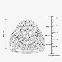 Womens 4 CT. T.W. Natural White Diamond 10K White Gold Oval Halo Engagement Ring