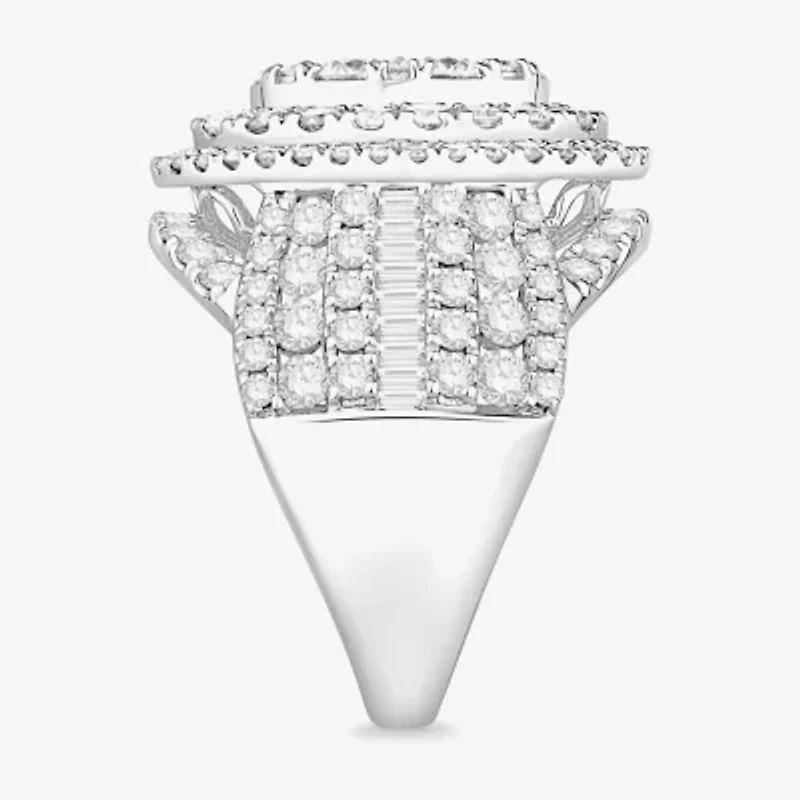 Womens 4 CT. T.W. Natural White Diamond 10K White Gold Oval Halo Engagement Ring