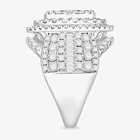 Womens 4 CT. T.W. Natural White Diamond 10K White Gold Oval Halo Engagement Ring