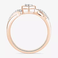 Promise My Love Womens 1/10 CT. T.W. Natural White Diamond 10K Rose Gold Heart Ring