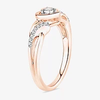 Promise My Love Womens 1/10 CT. T.W. Natural White Diamond 10K Rose Gold Heart Ring