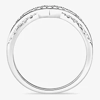 Womens 1/2 CT. T.W. Natural White Diamond 10K Gold Chevron Wedding Band