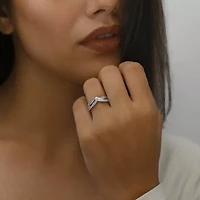 Womens 1/2 CT. T.W. Natural White Diamond 10K Gold Chevron Wedding Band