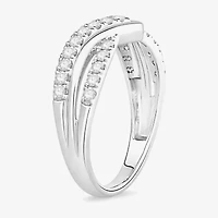 Womens 1/2 CT. T.W. Natural White Diamond 10K Gold Chevron Wedding Band