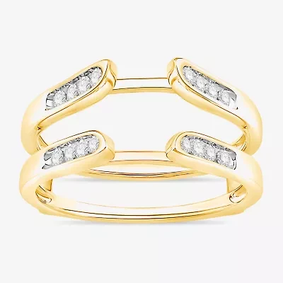 Womens 1/ CT. T.W. Natural White Diamond 10K Gold Wedding Ring Guard