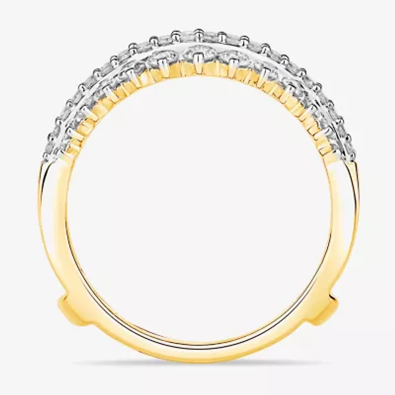 Womens 1 CT. T.W. Natural White Diamond 10K Gold Wedding Ring Guard