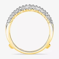 Womens 1 CT. T.W. Natural White Diamond 10K Gold Wedding Ring Guard