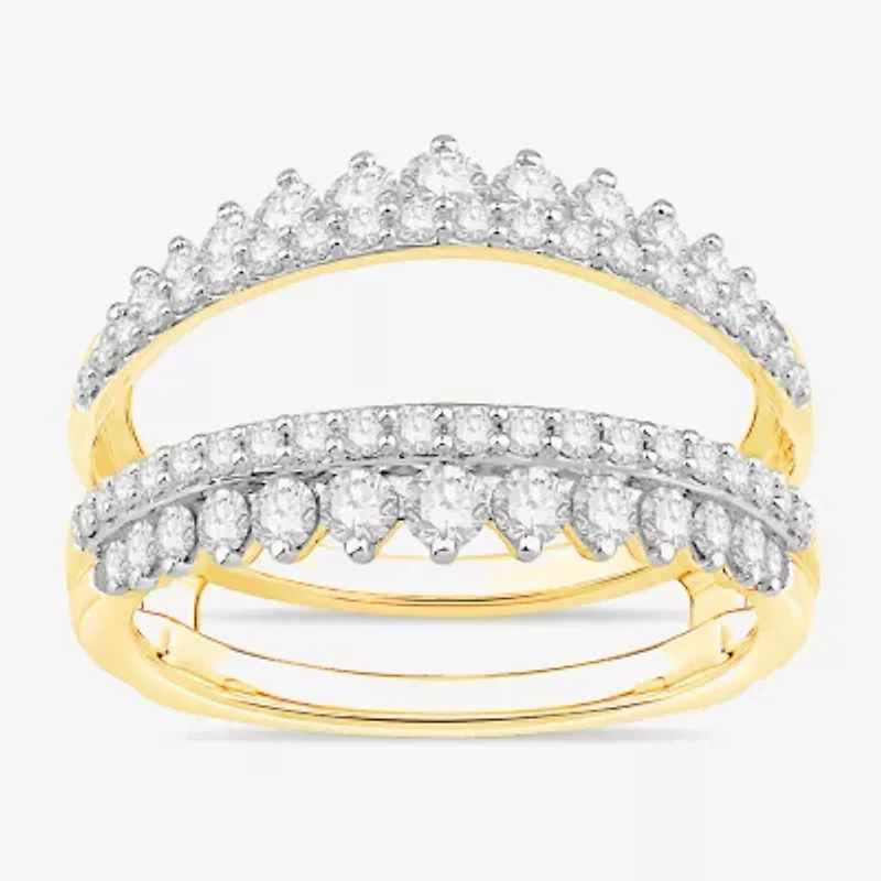 Womens 1 CT. T.W. Natural White Diamond 10K Gold Wedding Ring Guard