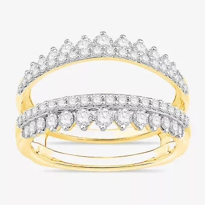 Womens 1 CT. T.W. Natural White Diamond 10K Gold Wedding Ring Guard