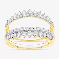 Womens 1 CT. T.W. Natural White Diamond 10K Gold Wedding Ring Guard