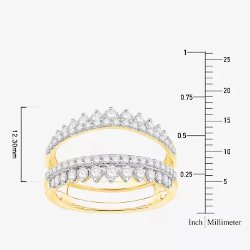 Womens 1 CT. T.W. Natural White Diamond 10K Gold Wedding Ring Guard