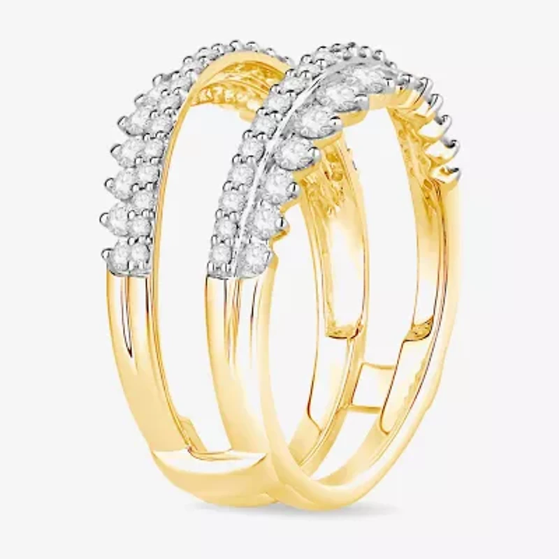 Womens 1 CT. T.W. Natural White Diamond 10K Gold Wedding Ring Guard