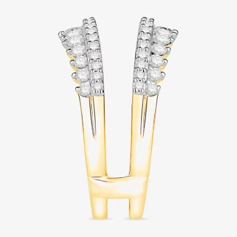 Womens 1 CT. T.W. Natural White Diamond 10K Gold Wedding Ring Guard