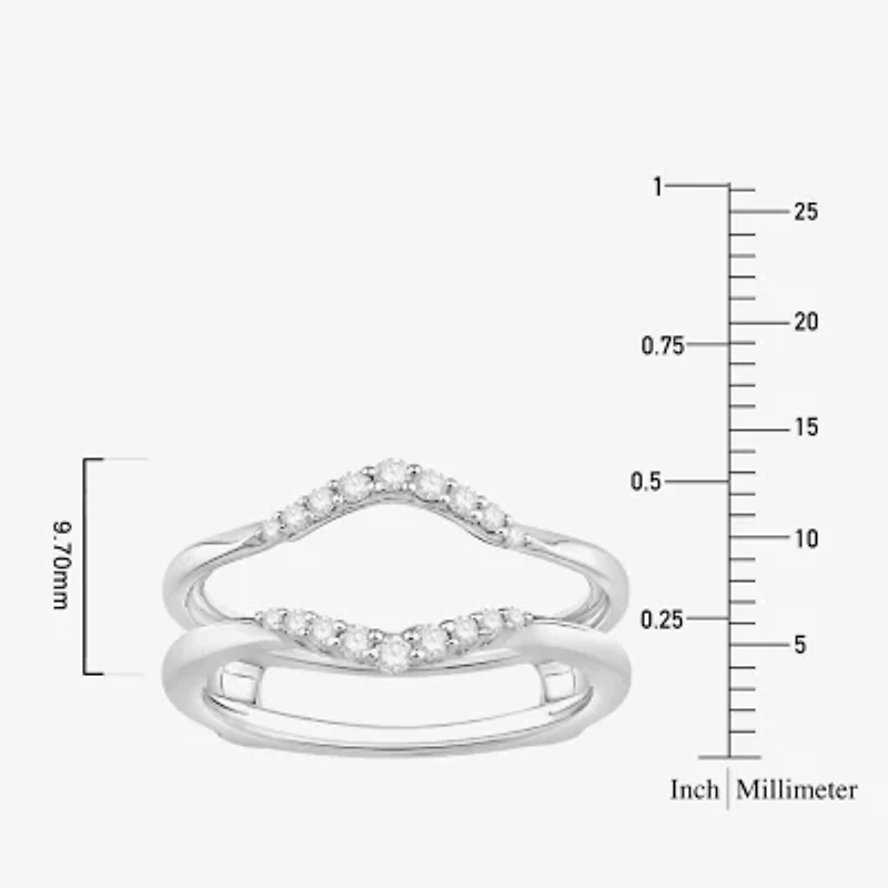 Womens 1/5 CT. Natural White Diamond 10K Gold Wedding Ring Guard