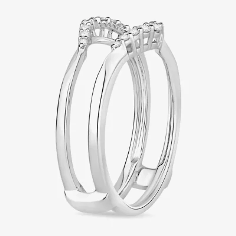 Womens 1/5 CT. Natural White Diamond 10K Gold Wedding Ring Guard