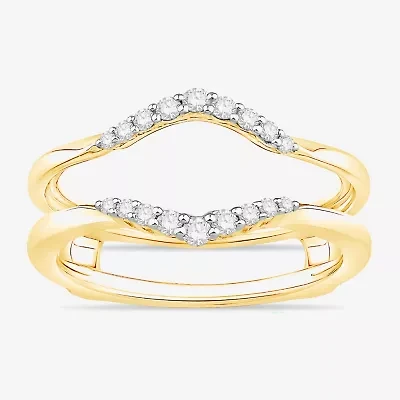 Womens 1/5 CT. Natural White Diamond 10K Gold Wedding Ring Guard
