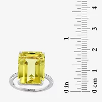Effy Final Call Womens Genuine Yellow Quartz Sterling Silver Side Stone Cocktail Ring
