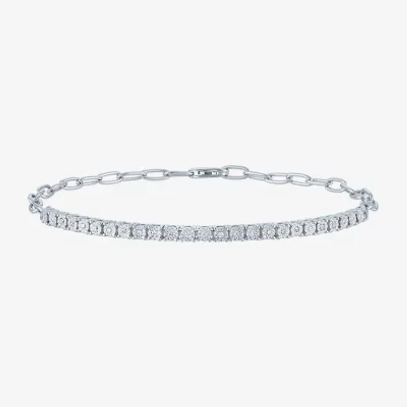 Yes, Please! (G-H / I1-I2) Womens Diamond Accent Lab Grown White Diamond Sterling Silver 8 Inch Tennis Bracelet