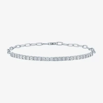 Yes, Please! (G-H / I1-I2) Womens Diamond Accent Lab Grown White Diamond Sterling Silver 8 Inch Tennis Bracelet
