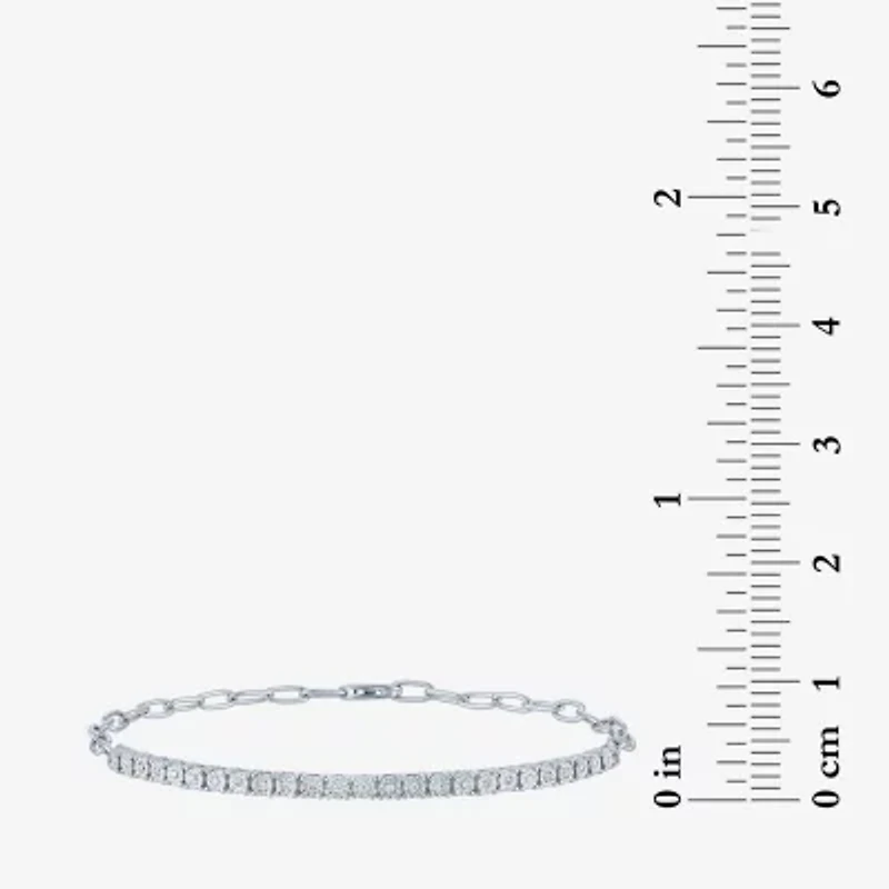 Yes, Please! (G-H / I1-I2) Womens Diamond Accent Lab Grown White Diamond Sterling Silver 8 Inch Tennis Bracelet