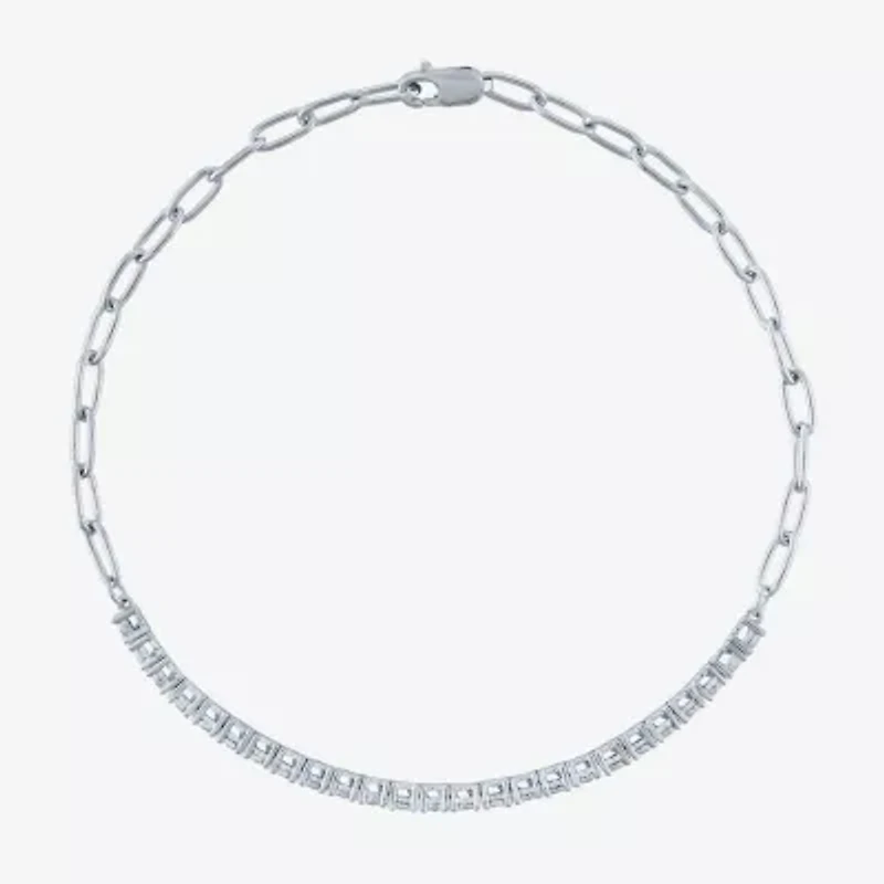 Yes, Please! (G-H / I1-I2) Womens Diamond Accent Lab Grown White Diamond Sterling Silver 8 Inch Tennis Bracelet