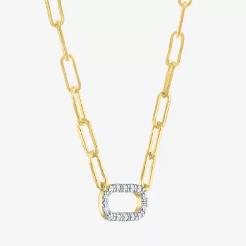 Yes, Please! (G-H / I1-12) Womens Diamond Accent Lab Grown White Diamond 14K Gold Over Silver Paperclip 18 Inch Pendant Necklace