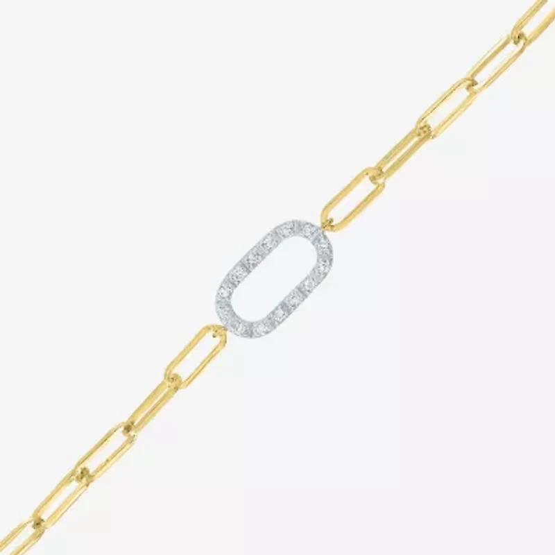 Yes, Please! (G-H / I1-I2) Womens 14K Gold Over Silver 8 Inch Paperclip Chain Bracelet