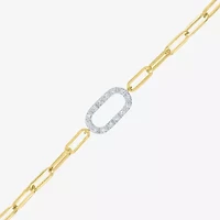Yes, Please! (G-H / I1-I2) Womens 14K Gold Over Silver 8 Inch Paperclip Chain Bracelet