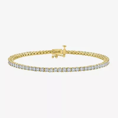 (G-H / I1-I2) Womens 1/2 CT. T.W. Lab Grown White Diamond 14K Gold Over Silver Sterling 7.25 Inch Tennis Bracelet