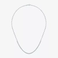 (G-H / I1-I2) Womens White Diamond Sterling Silver 13 Inch Tennis Necklace