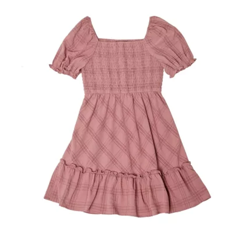 Trixxi Girl Big Kid Girls Belted Short Sleeve A-Line Dress