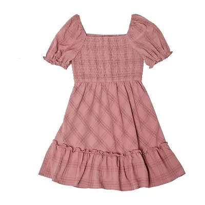 Trixxi Girl Big Kid Girls Belted Short Sleeve A-Line Dress