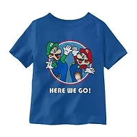 Little Boys Crew Neck Short Sleeve Regular Fit Super Mario Graphic T-Shirt