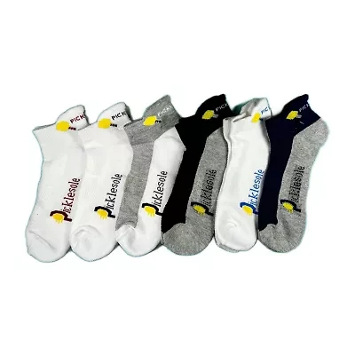PickleSole Pickleball Heel Tab Mens Multi-Pack 6 Pair Low Cut Socks