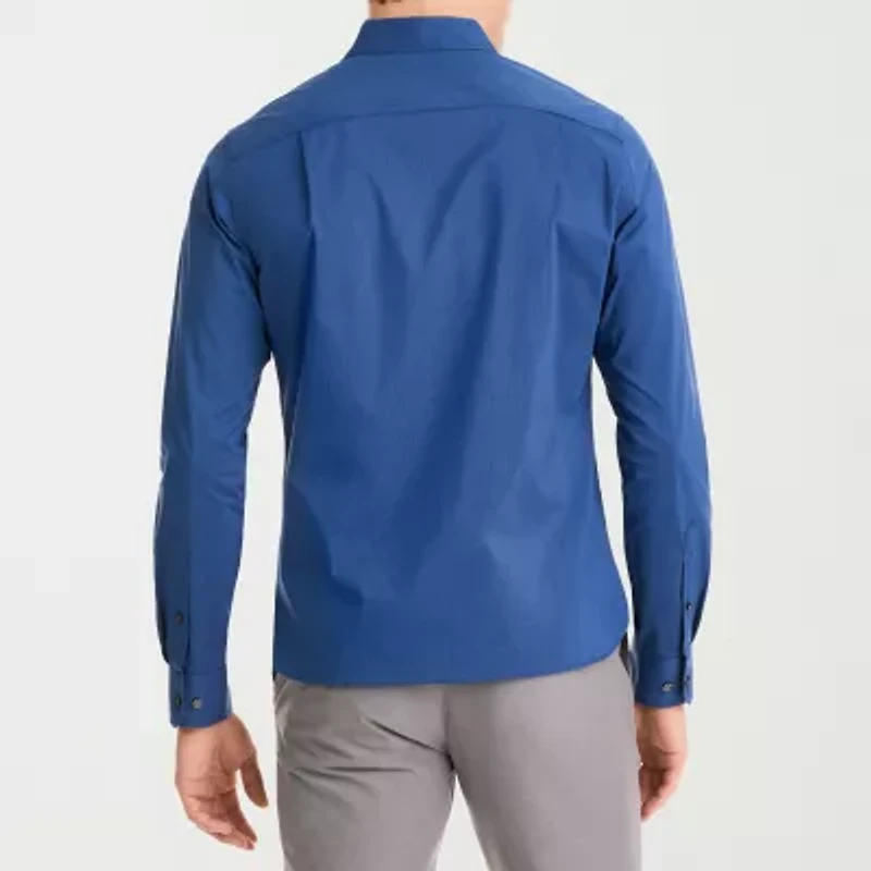 Van Heusen Everyday Defense Stain Shield Mens Long Sleeve Slim Fit Stretch Fabric Button-Down Shirt
