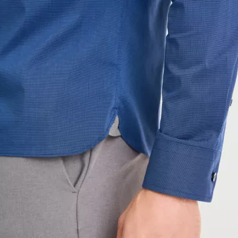 Van Heusen Everyday Defense Stain Shield Mens Long Sleeve Slim Fit Stretch Fabric Button-Down Shirt