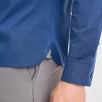 Van Heusen Everyday Defense Stain Shield Mens Long Sleeve Slim Fit Stretch Fabric Button-Down Shirt