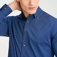 Van Heusen Everyday Defense Stain Shield Mens Long Sleeve Slim Fit Stretch Fabric Button-Down Shirt