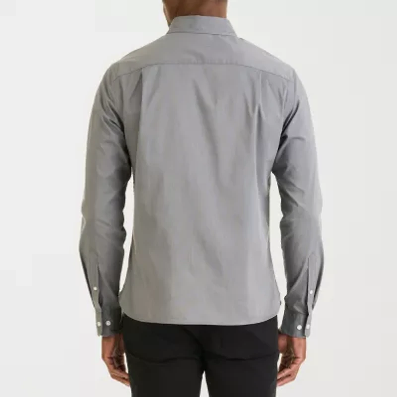 Van Heusen Stain Shield Mens Long Sleeve Slim Fit Stretch Fabric Button-Down Shirt