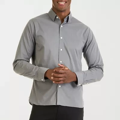 Van Heusen Stain Shield Mens Long Sleeve Slim Fit Stretch Fabric Button-Down Shirt