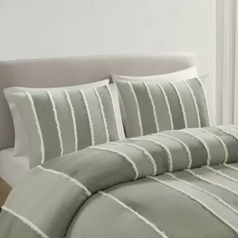 INK+IVY Shay Striped Cotton 3-pc. Midweight Comforter Set