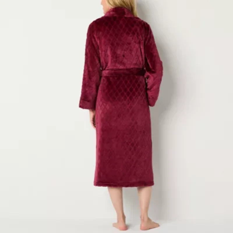 Liz Claiborne Womens Fleece Long Sleeve Long Length Robe