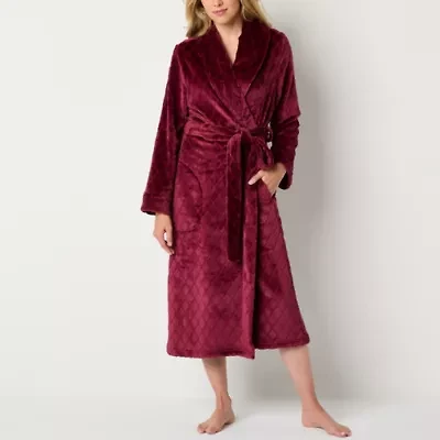 Liz Claiborne Womens Fleece Long Sleeve Long Length Robe