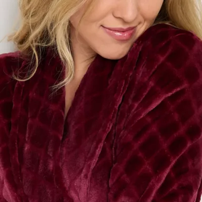 Liz Claiborne Womens Fleece Long Sleeve Long Length Robe