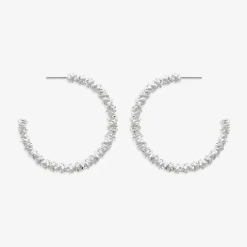 Bold Elements Silver Tone Womens 48mm Hoop Earrings