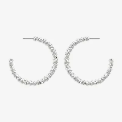 Bold Elements Silver Tone Womens 48mm Hoop Earrings