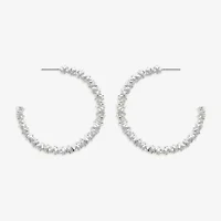 Bold Elements Silver Tone Womens 48mm Hoop Earrings
