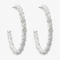 Bold Elements Silver Tone Womens 48mm Hoop Earrings