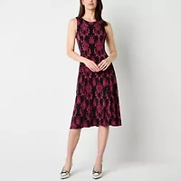 Danny & Nicole Womens Damask Midi Jacket Dress